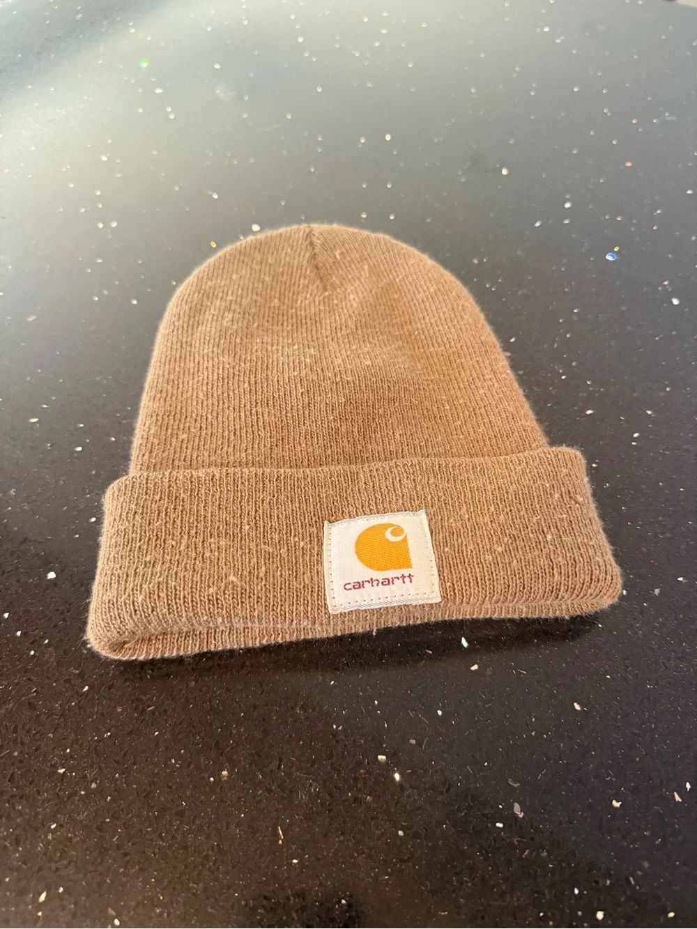 Carhartt Tan Cuffed Knit Beanie with Logo Patch
